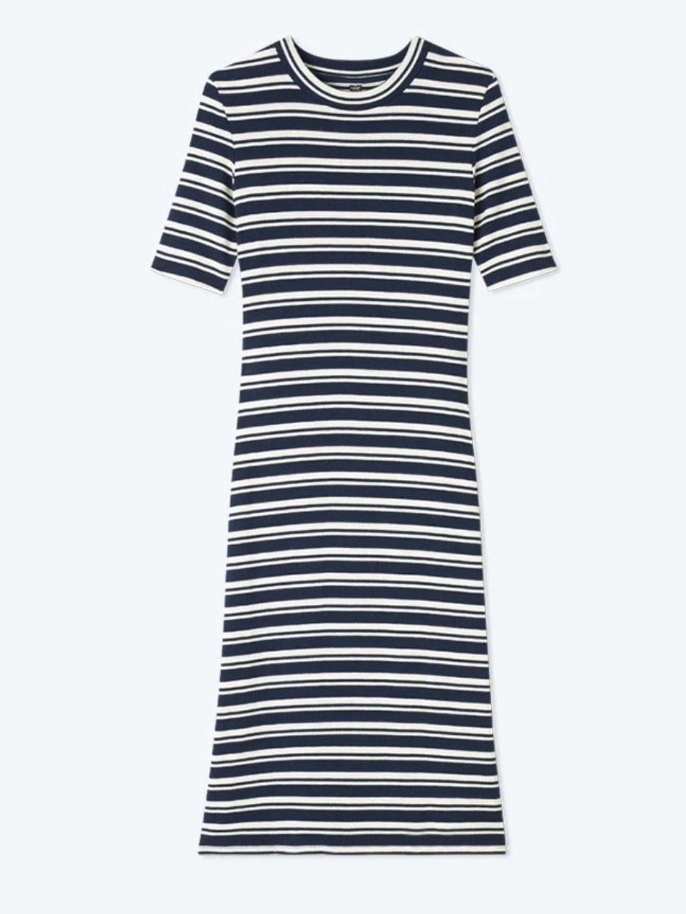 Summersalt White and Blue Striped Crew Neck Dress